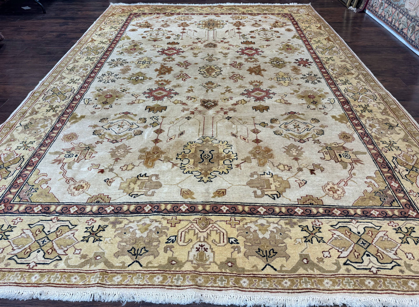 Turkish Oushak Rug 9x12, Oat Color, Wool Carpet - Nuvé