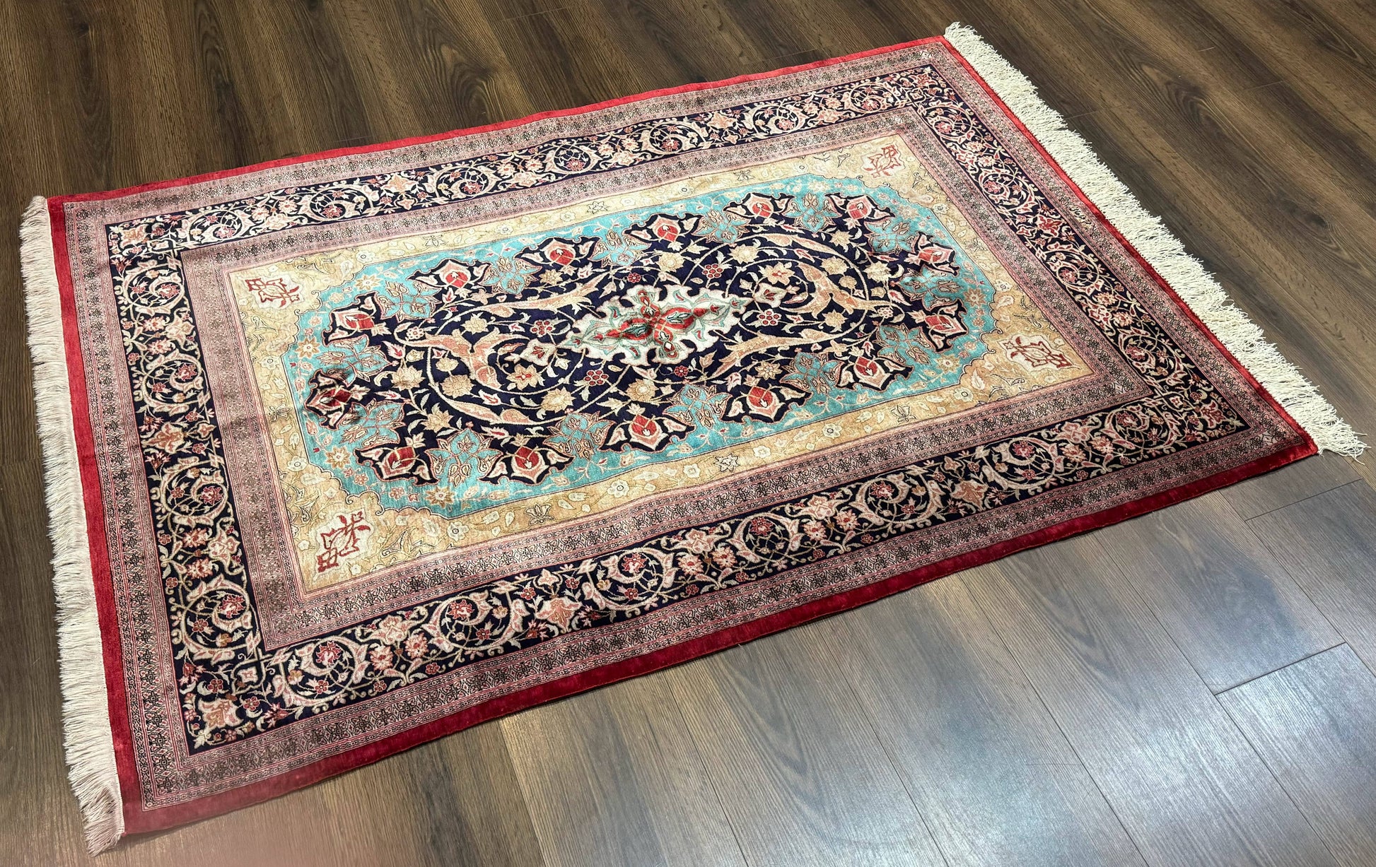 Magnificent Persian Qum Silk Rug 3x5, Exceptionally Fine 780 KPSI, Signed, Rare - Nuvé