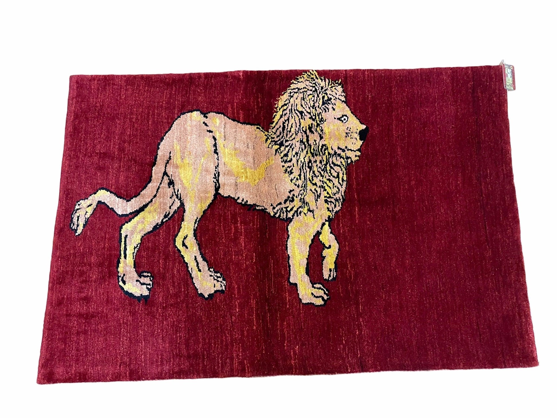 3 X 5 Handmade New Vintage Rug Quality Wool Lion Red Veggy Dyes Hand-Knotted - Nuvé