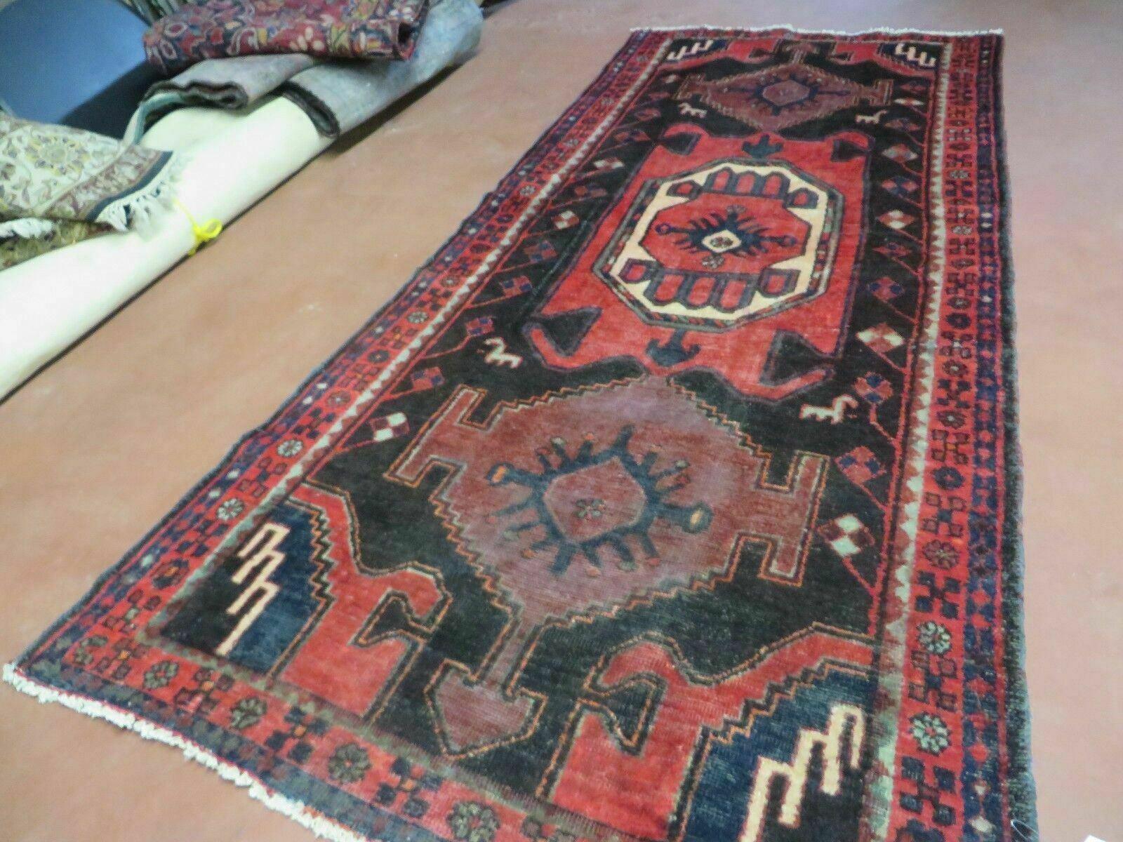 4' X 8' Antique Handmade India Geometric Oriental Tribal Wool Rug Red # 603 - Nuvé