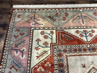 Large Turkish Milas Rug 10x13, Gray, Vintage, Wool on Wool - Nuvé