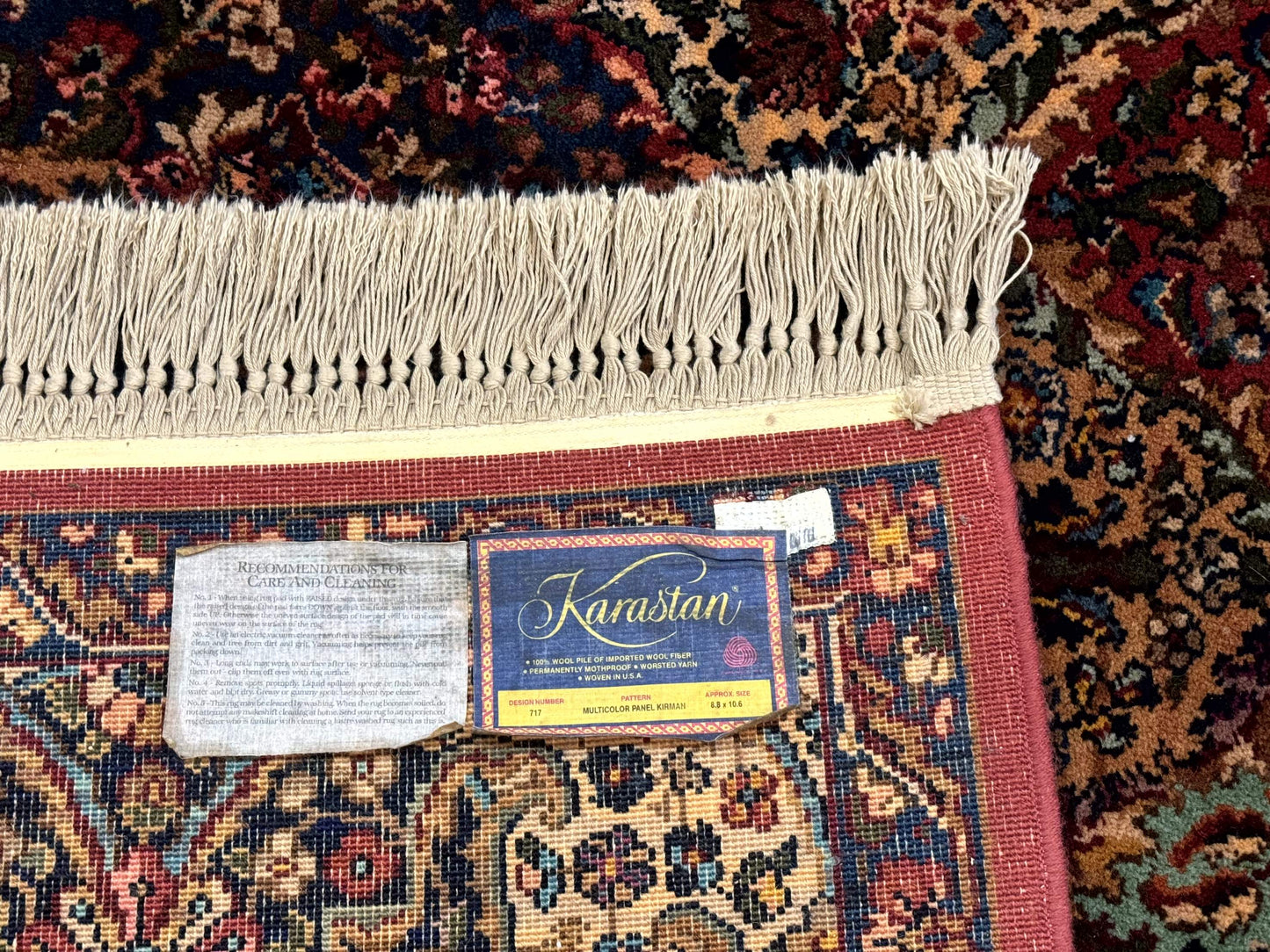Karastan Rug 8.8 x 10.6, Multicolor Panel Kirman Rug #717, Original 700 Series, Wool - Nuvé