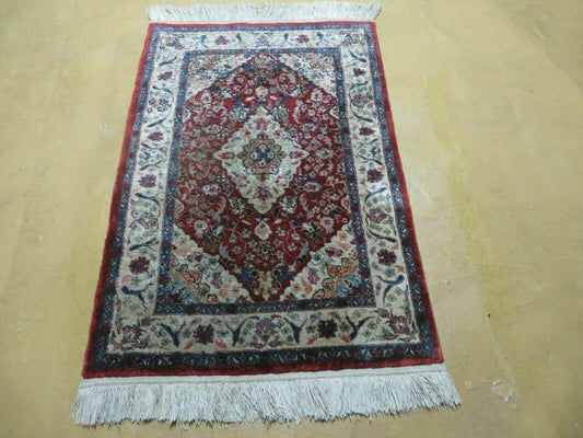2' X 3' Handmade Chinese Floral Oriental Silk Rug Carpet Nice Red - Nuvé