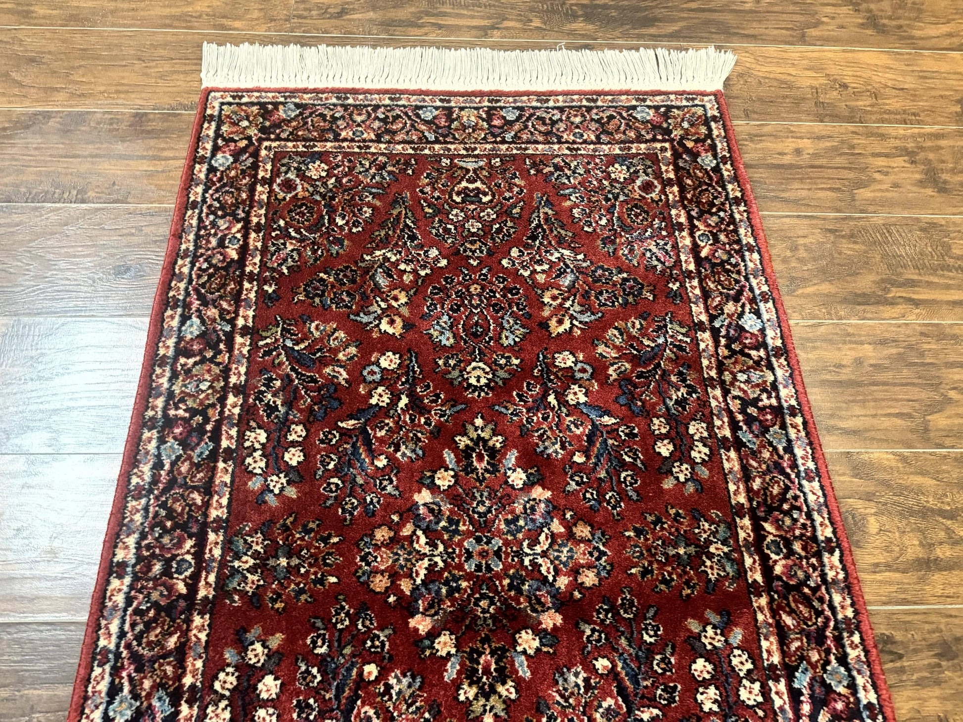 Karastan Rug 3x5 Red Sarouk #785, Karastan Wool Pile Rug, Original 700 Series, Discontinued Vintage Karastan Carpet - Nuvé