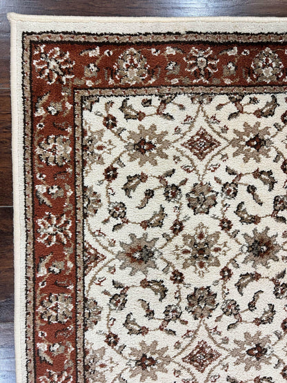Runner Rug 2 x 7.6, Skinny Runner, Oriental Rug for Hallway, Ivory & Rust Red, Floral Allover - Nuvé