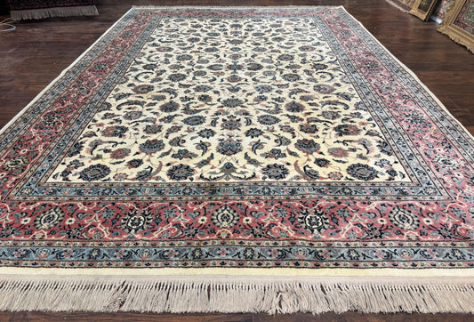 Karastan Rug 8.8 x 12, Ivory Rose Kashan #768, Wool Pile Karastan Carpet, Original 700 Series, Rare, Discontinued, Vintage - Nuvé