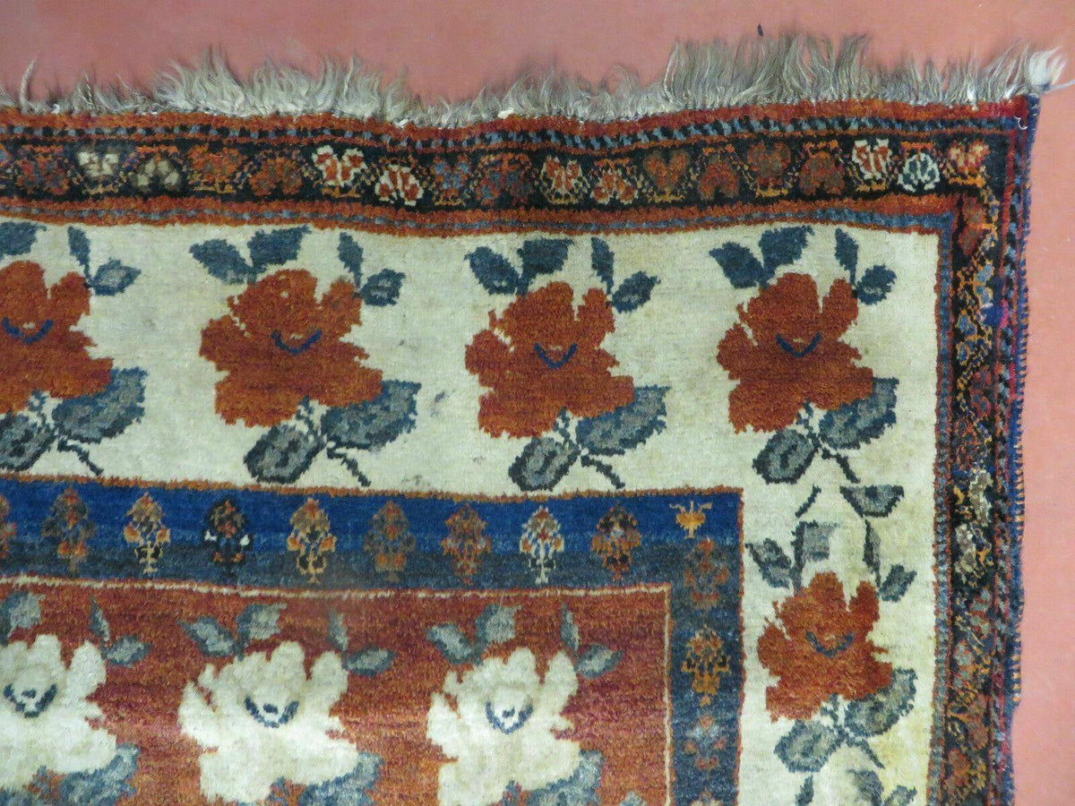 4' X 5' Semi Antique Handmade Fine Turkish Flowers Bouquet Wool Rug Nice
