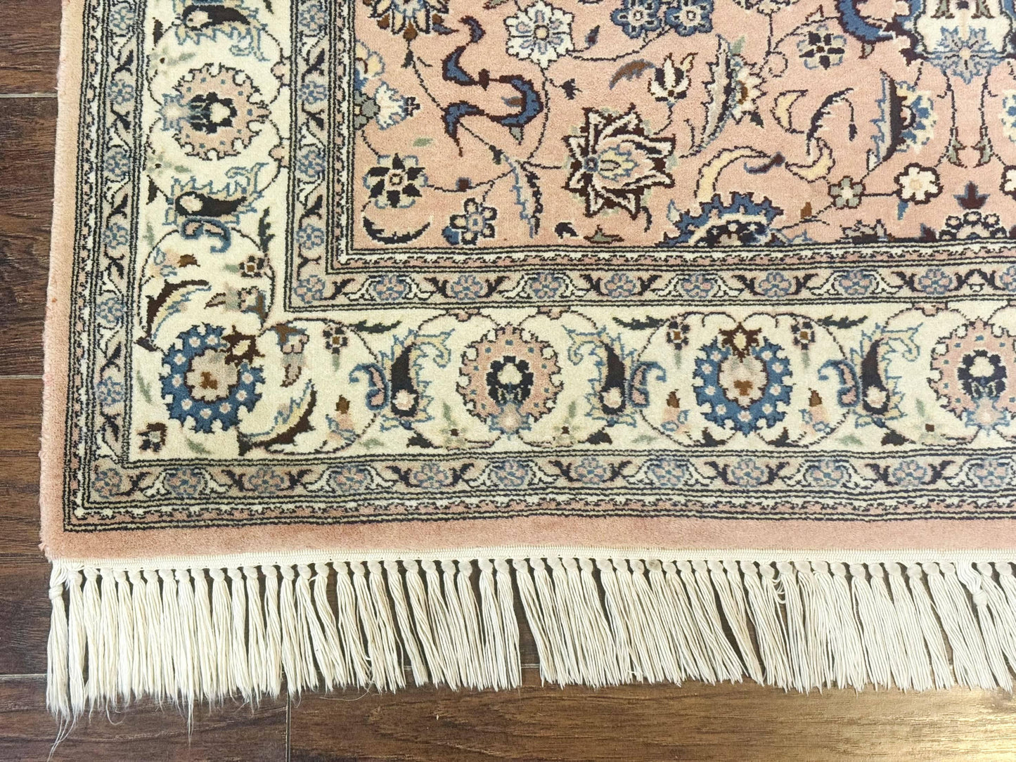 Pak Persian Rug 4x6, Pink and Cream, Very Fine 225 KPSI, Handmade Wool Oriental Carpet - Nuvé