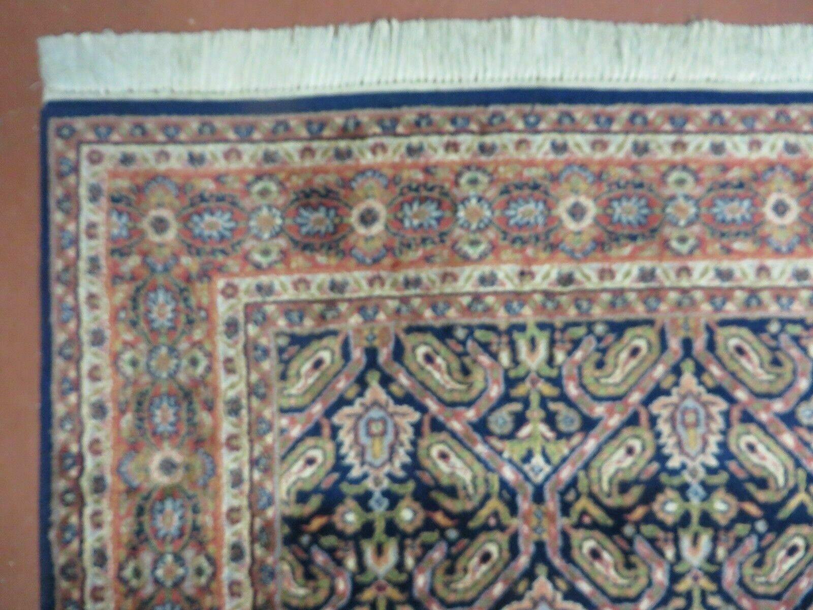 4' X 6' Vintage Fine Handmade India Floral Oriental Wool Rug Carpet Blue Red - Nuvé