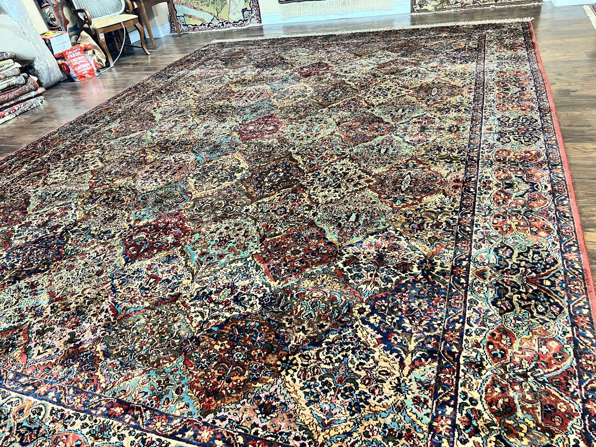 Karastan Multicolor Panel Kirman Rug #717, Wool Karastan Rug 12 x 16, Extra Large Karastan Area Rug, Original Karastan Collection 700 Series - Nuvé