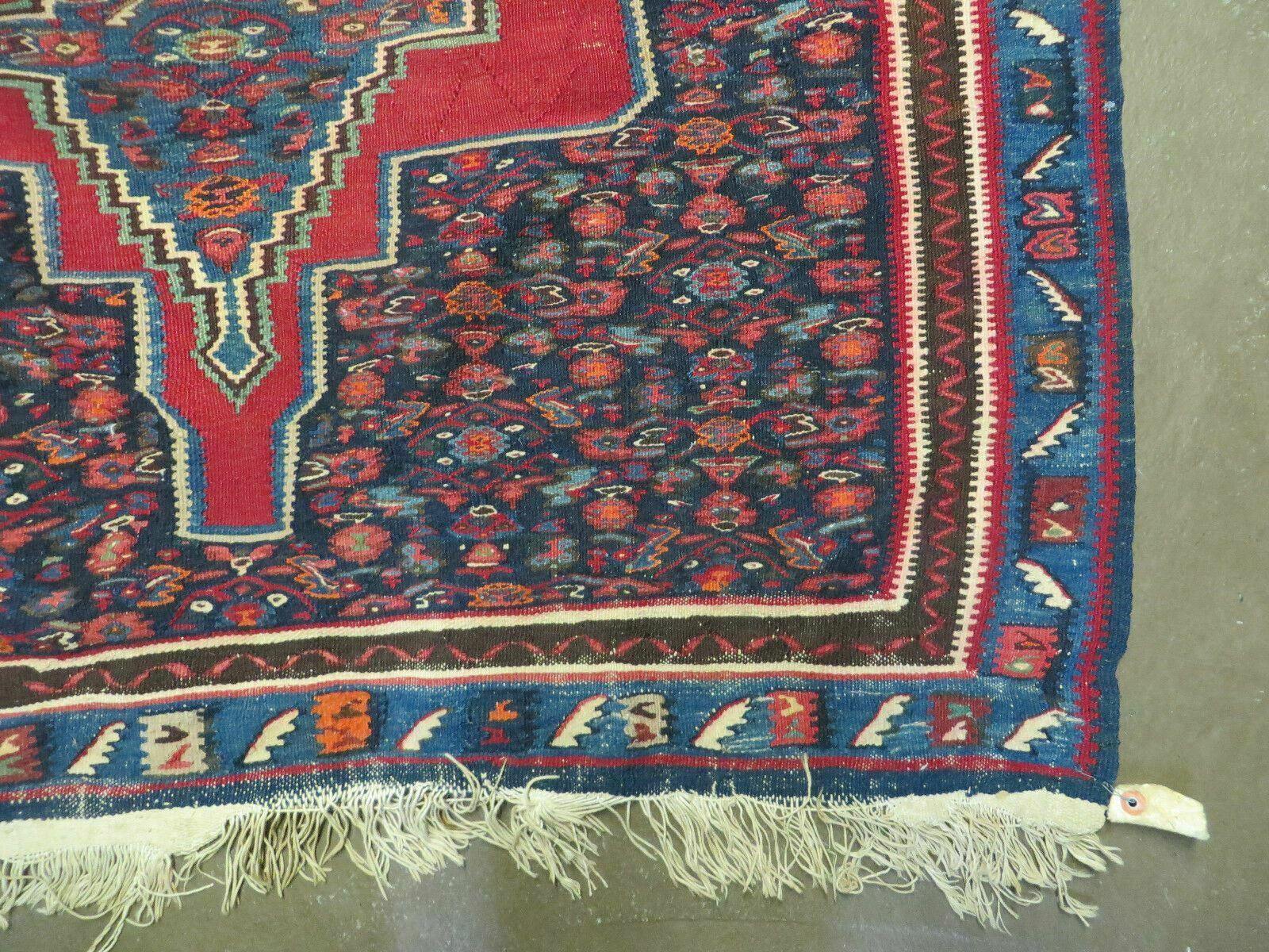 4' X 5' Antique Handmade Turkish Wool Kilim Flat weave Rug Blanket Tribal - Nuvé