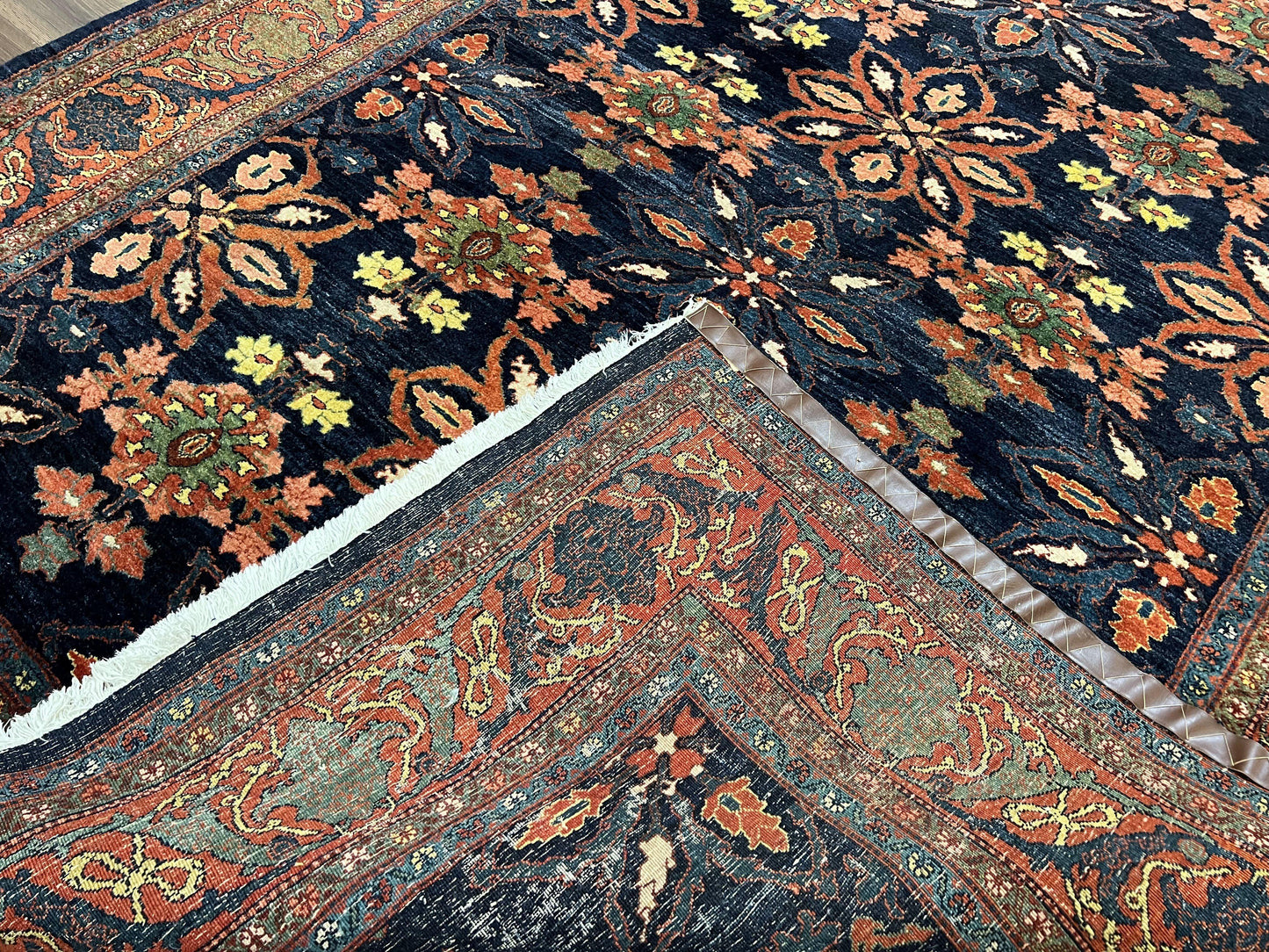 Wonderful Persian Rug 7x10, Navy Blue and Red, Allover Floral Pattern, Bidjar Carpet, Authentic Oriental Rug 7 x 10, Wool Hand Knotted Rug - Nuvé