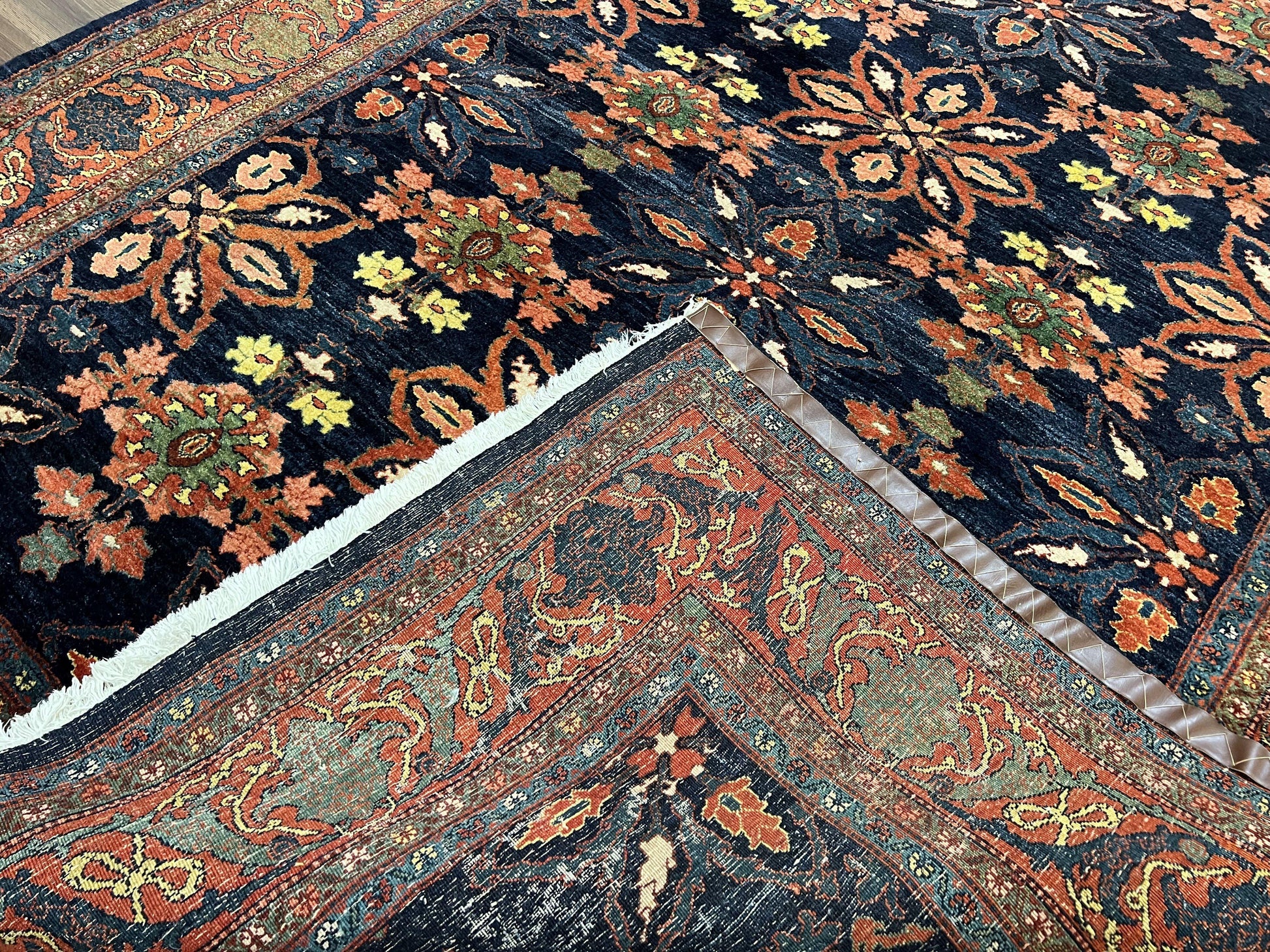 Wonderful Persian Rug 7x10, Navy Blue and Red, Allover Floral Pattern, Bidjar Carpet, Authentic Oriental Rug 7 x 10, Wool Hand Knotted Rug - Nuvé
