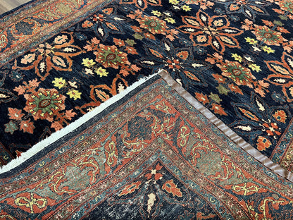 Wonderful Persian Rug 7x10, Navy Blue and Red, Allover Floral Pattern, Bidjar Carpet, Authentic Oriental Rug 7 x 10, Wool Hand Knotted Rug - Nuvé