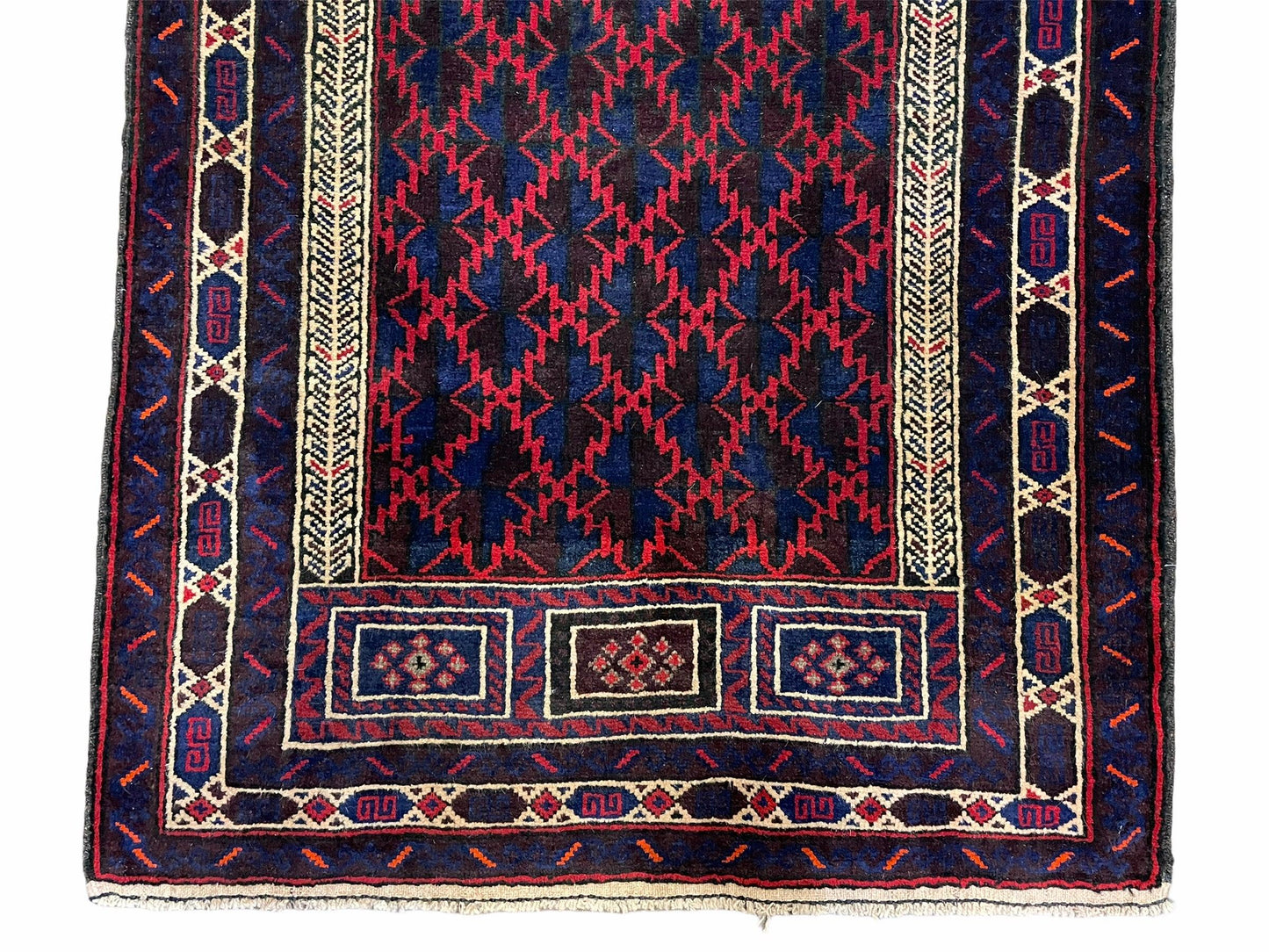 3x5 Vintage Handmade Tribal Wool Rug Balouchi Prayer Rug Afghan Rug Red Blue Wow - Nuvé