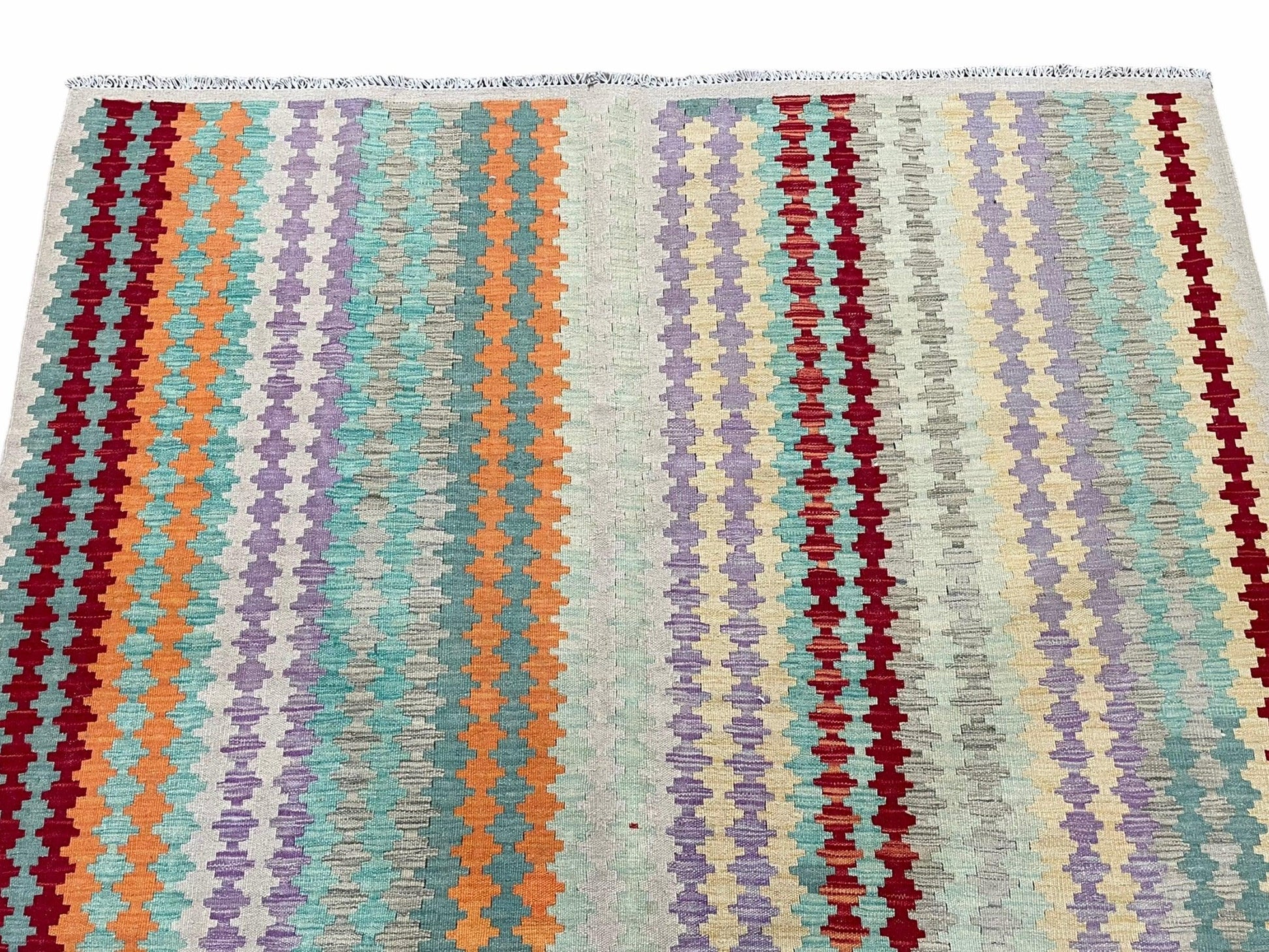 Colorful Kilim Rug 6x8 Multicolor Turkish Kilim Rug 6 x 8 Flat Weave Kilim Playful Anatolian Kilim Wool Kilim New Rug - Nuvé