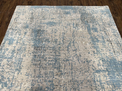 Modern Tibetan Rug 5x8 ft Light Blue and Gray Carpet, Contemporary Wool Rug, Handmade Nepali Rug, Raised Pattern, Tibet Area Rug, Nepal Rug - Nuvé