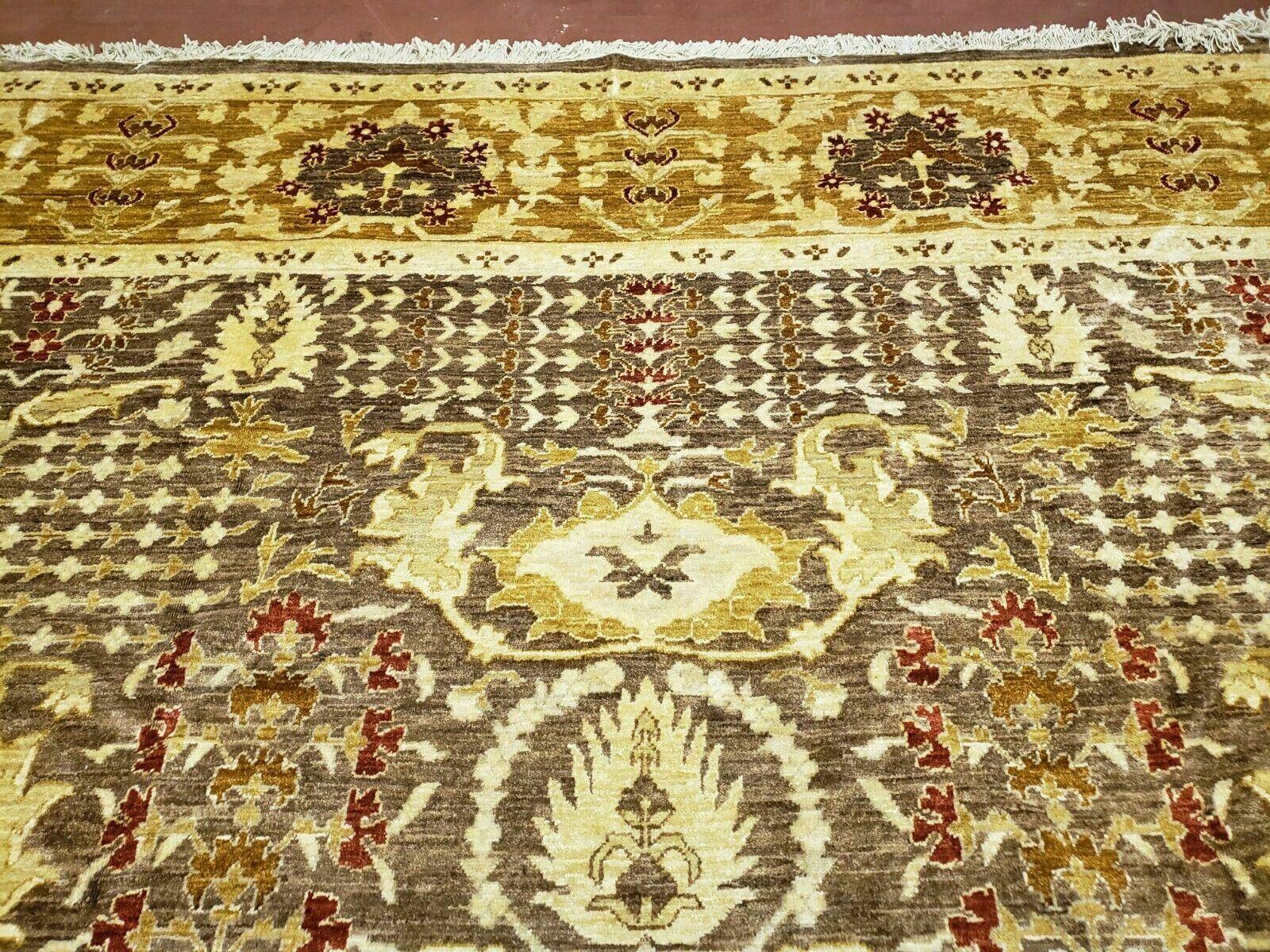 10' X 14' Handmade Pak Peshavar Chobi Agra Wool Carpet Coffee Brown Gold - Nuvé