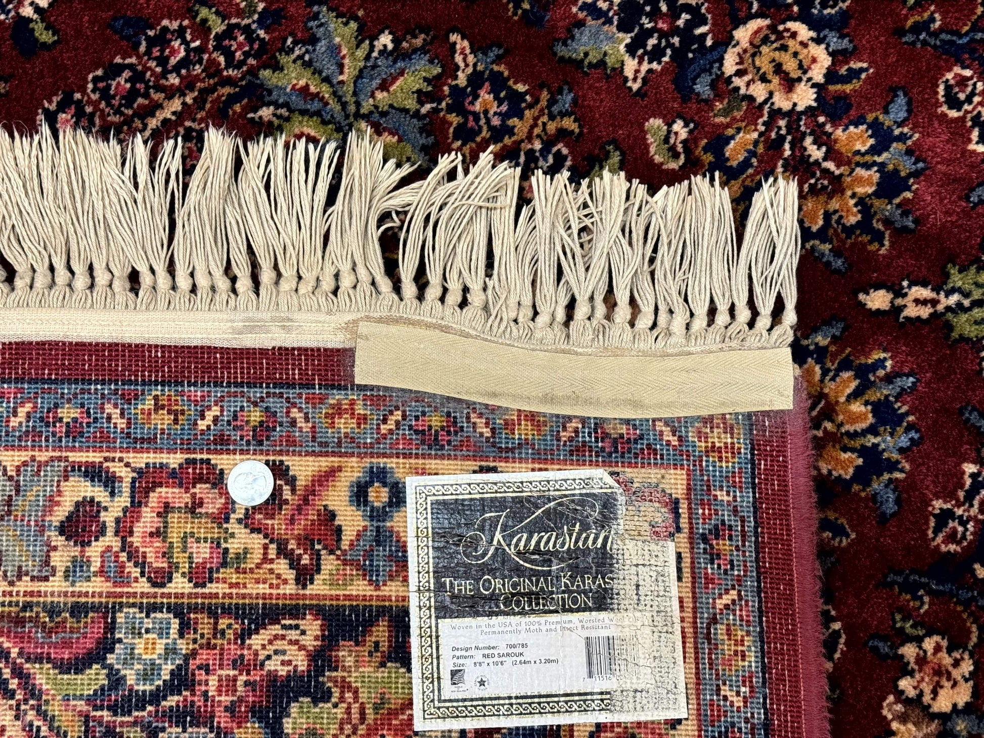8.8 x 10.6 Karastan Red Sarouk Rug #785, Wool Pile Original 700 Series - Nuvé