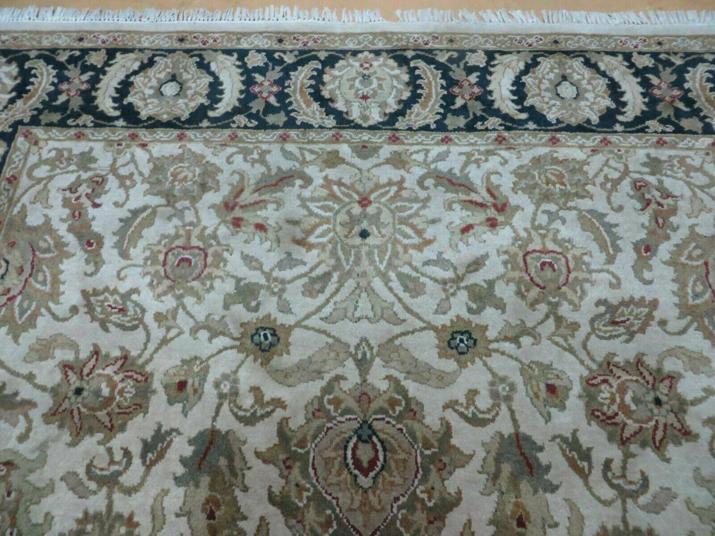 6' X 9' Vintage Handmade India Top Quality Jaipur Floral Oriental Tea Wash Nice - Nuvé