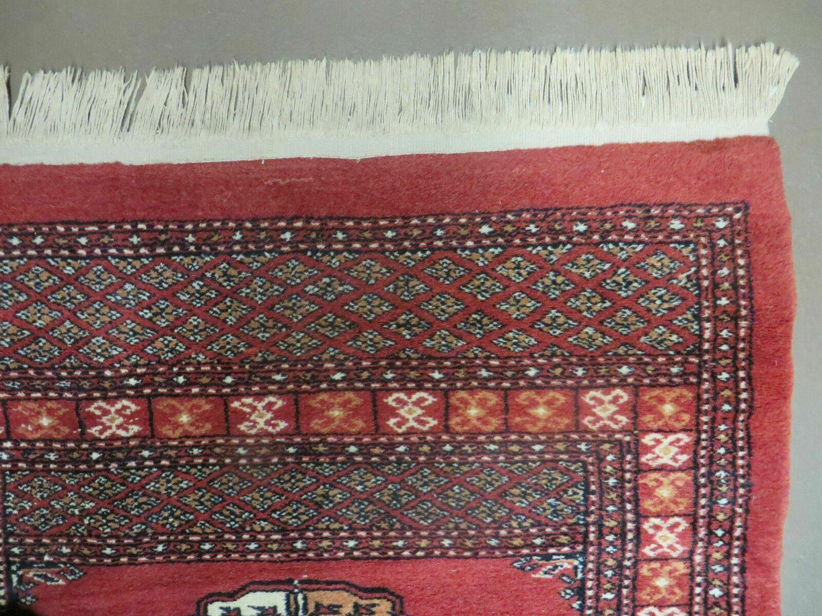 2' 8" X 10' Vintage Handmade Bokhara Turkoman Pakistani Wool Runner Rug Nice