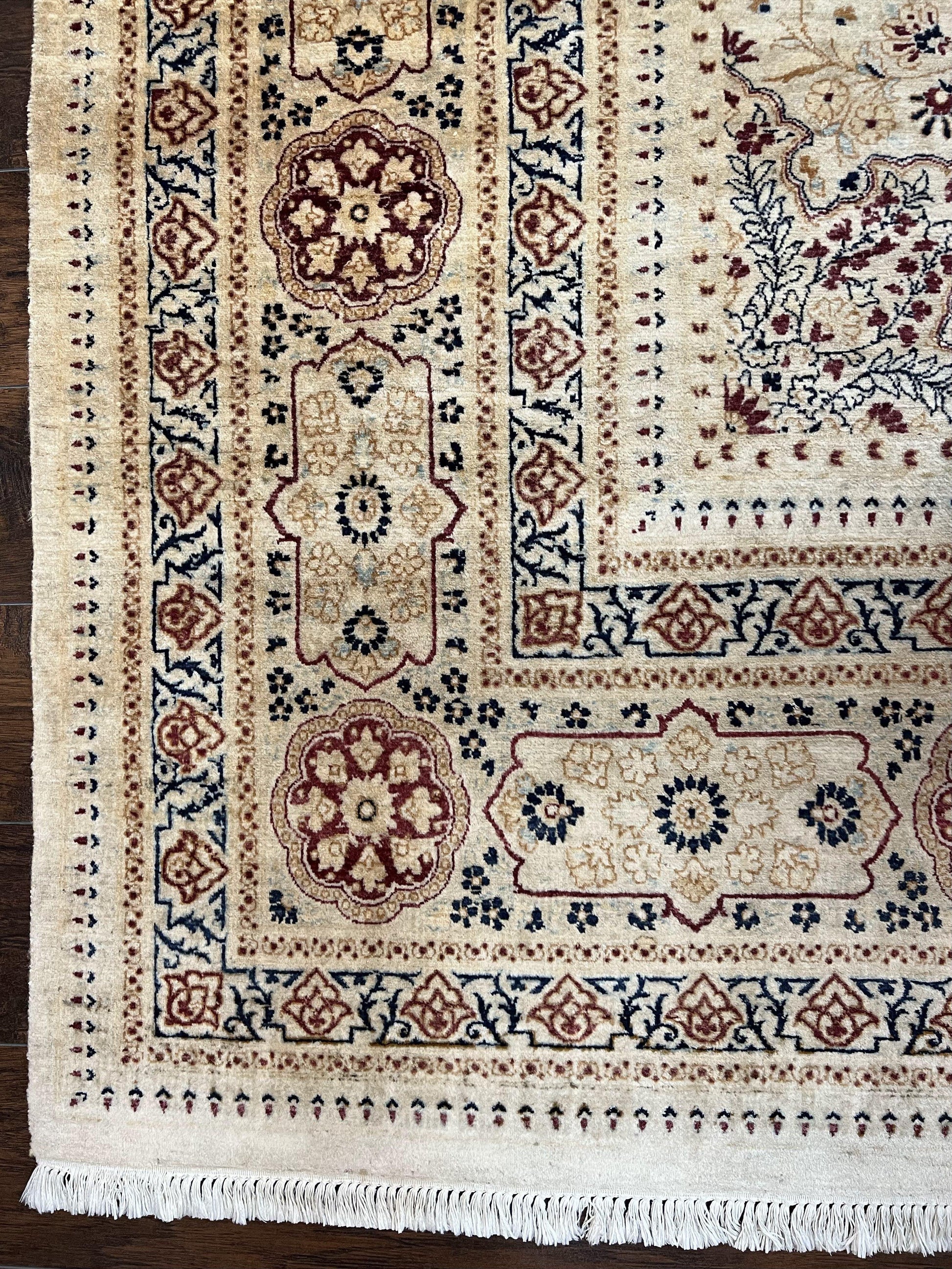 Pak Persian Rug 9x11, Very Fine Hand Knotted Oriental Carpet, Haji Jalili Design, Ivory/Cream, Wool Handmade Room Sized Rug 9 x 11 ft, Nice - Nuvé