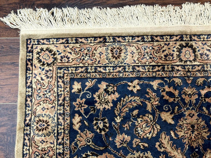 Vintage Art Silk Rug 3x4, Traditional Oriental Persian Design Rug, Belgium Power Loomed Rug, Navy Blue - Nuvé