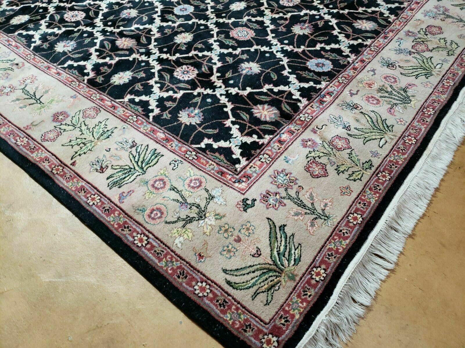 6' X 9' Handmade India Floral Oriental Wool Rug Carpet Hand Knotted Nice Black - Nuvé