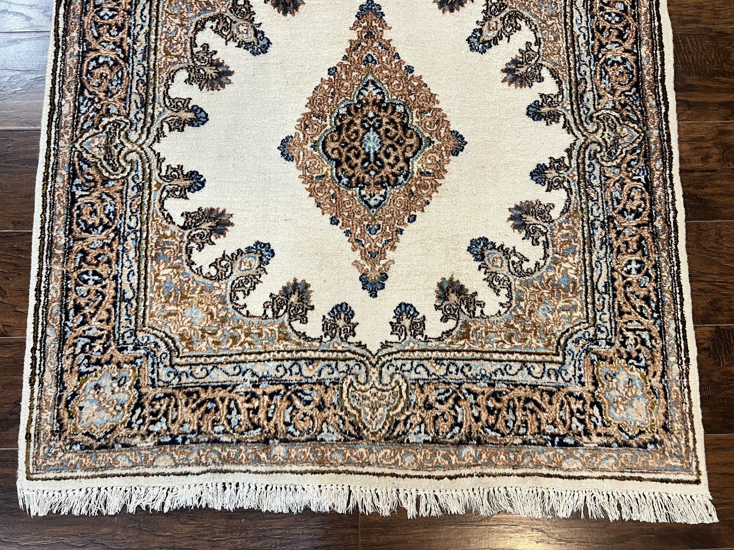 Square Persian Kirman Rug 4x4, Semi Open Field, Handmade - Nuvé