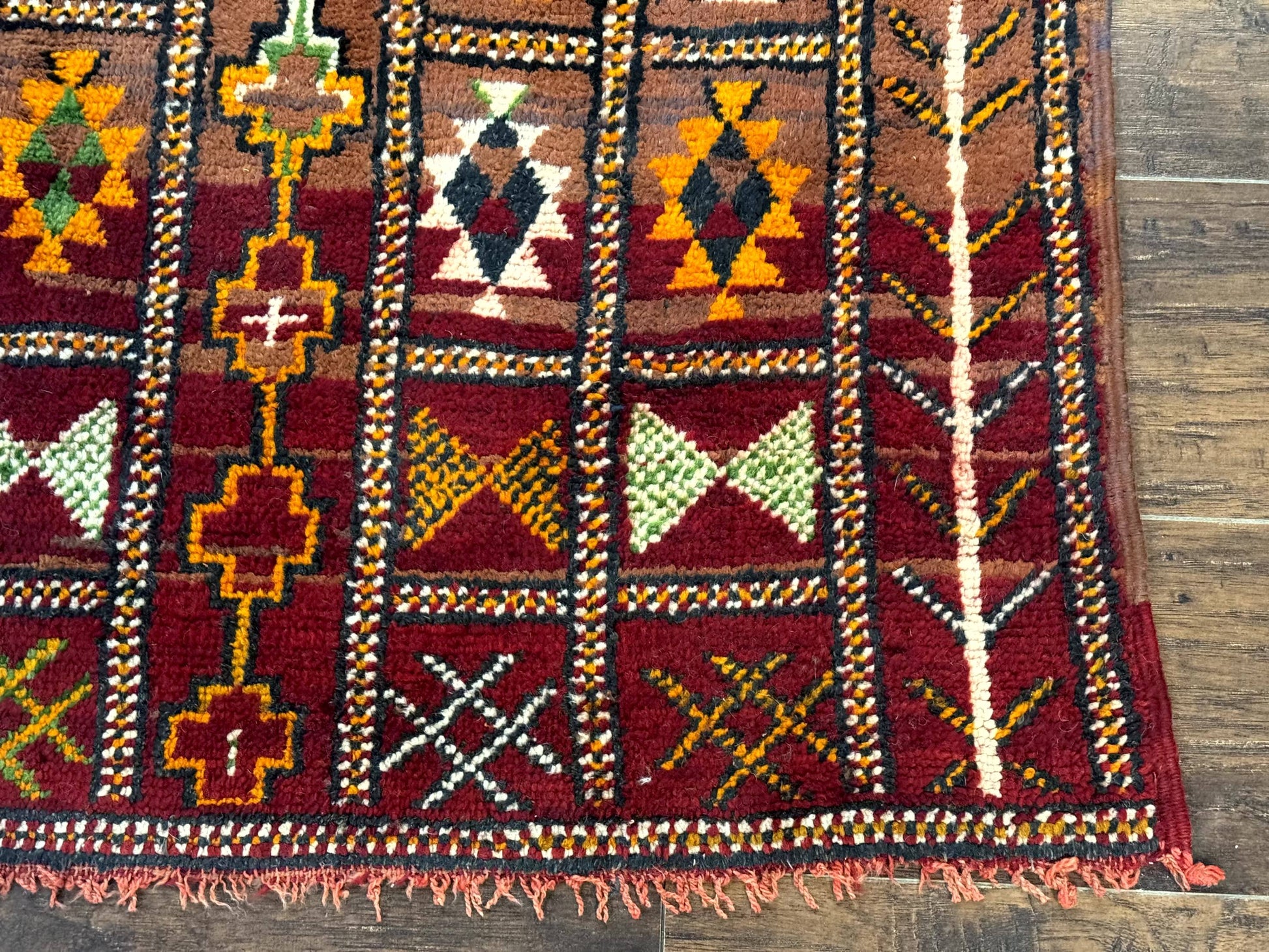 Moroccan Berber Tribal Rug 3x5, Geometric Area Rug, Red Orange Brown - Nuvé