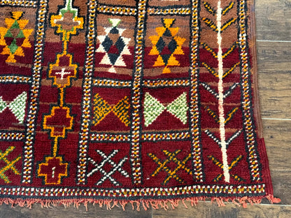 Moroccan Berber Tribal Rug 3x5, Geometric Area Rug, Red Orange Brown - Nuvé