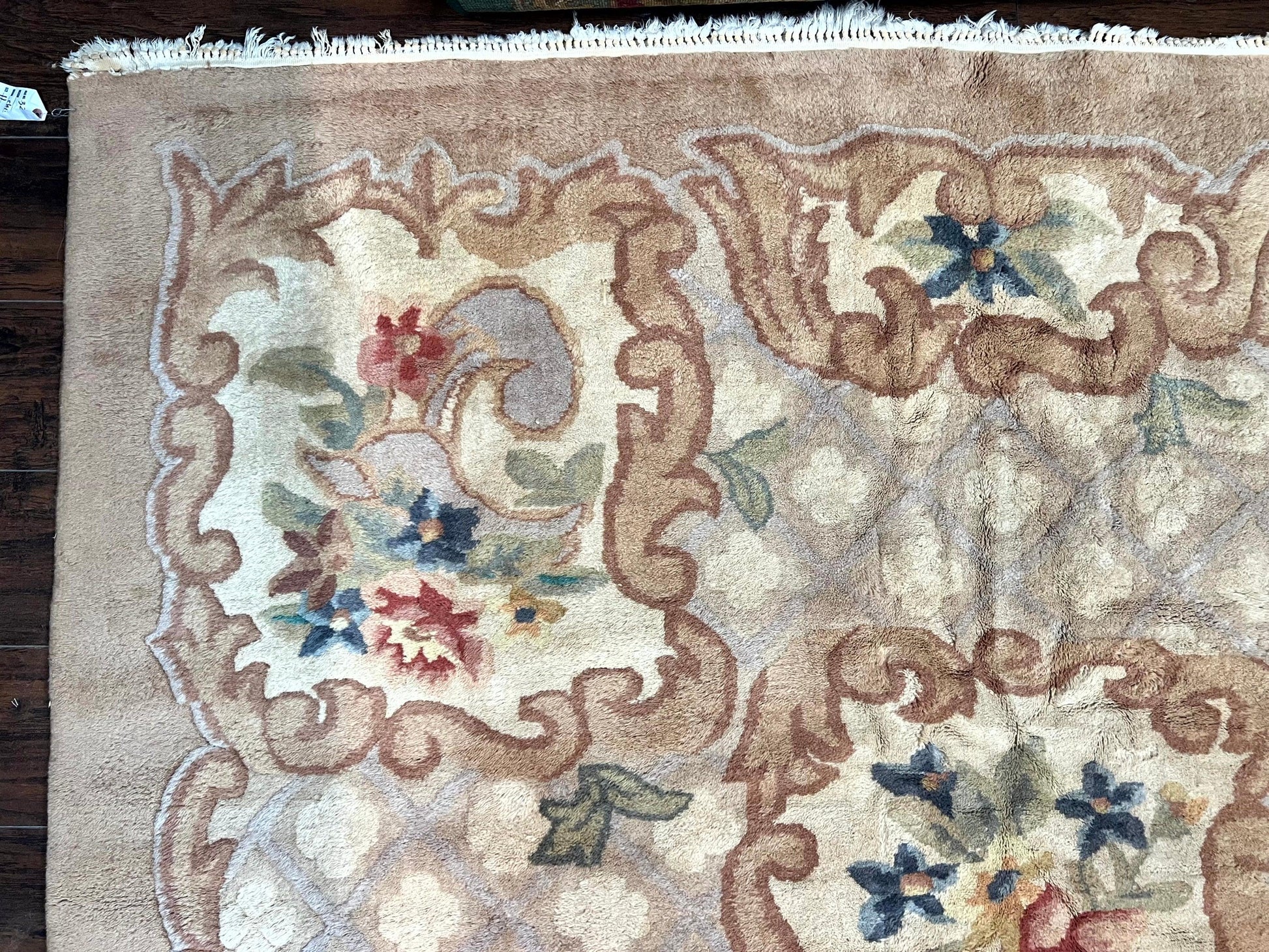 Indo Chinese Aubusson Wool Rug 11x16, Palace Sized Carpet, Oversized Handmade Vintage Rug, European Design - Nuvé