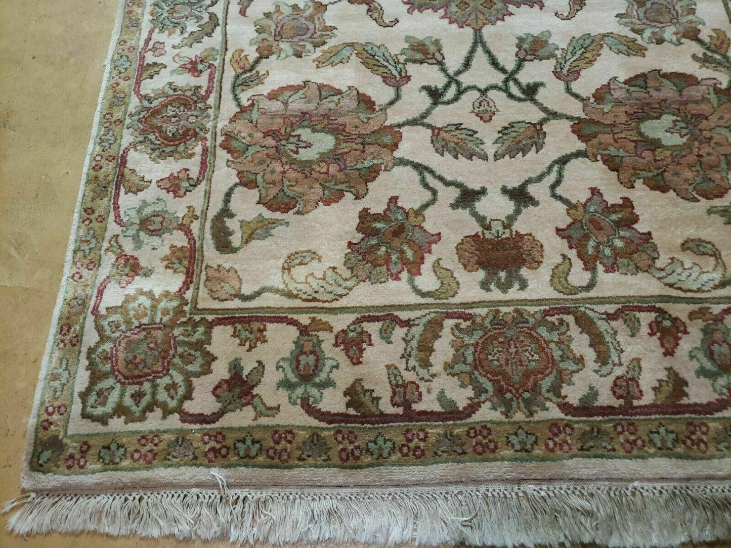 4x12 Vintage Oriental Runner Rug Hand Knotted Indian Agra Wool Tea Washed Beige - Nuvé
