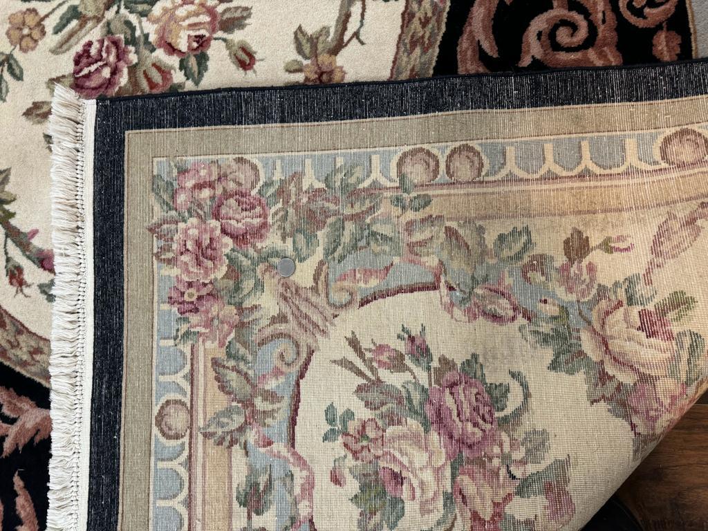 Aubusson Rug 8x10, Floral, Wool Pile, Elegant, European Design, Handmade, Fine - Nuvé