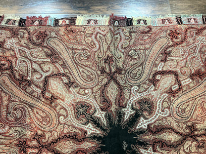 Antique Indian Kashmiri Shawl, Needlework, Signed By Masterweaver, Handmade, Rare - Nuvé