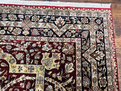 Indo Persian Rug 8x10, Red Vintage Wool Traditional Carpet, Floral, Handmade - Nuvé