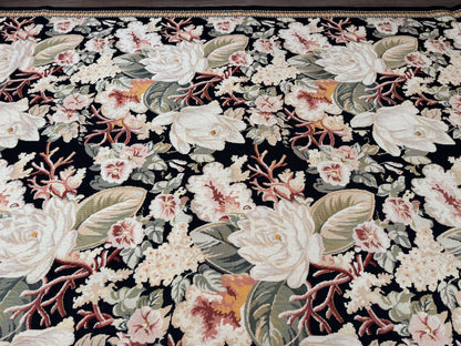 Palace Size Needlepoint Rug 13x17, Extra Large Wool Floral Handmade Carpet, European Design, Botanical - Nuvé