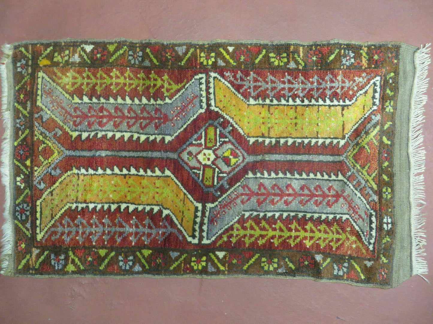 Small Turkish Yastik Rug 1.9 x 2.10, Antique Handmade Oushak Carpet - Nuvé