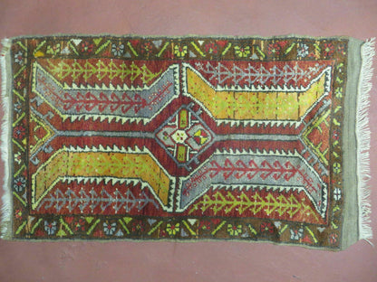 Small Turkish Yastik Rug 1.9 x 2.10, Antique Handmade Oushak Carpet - Nuvé