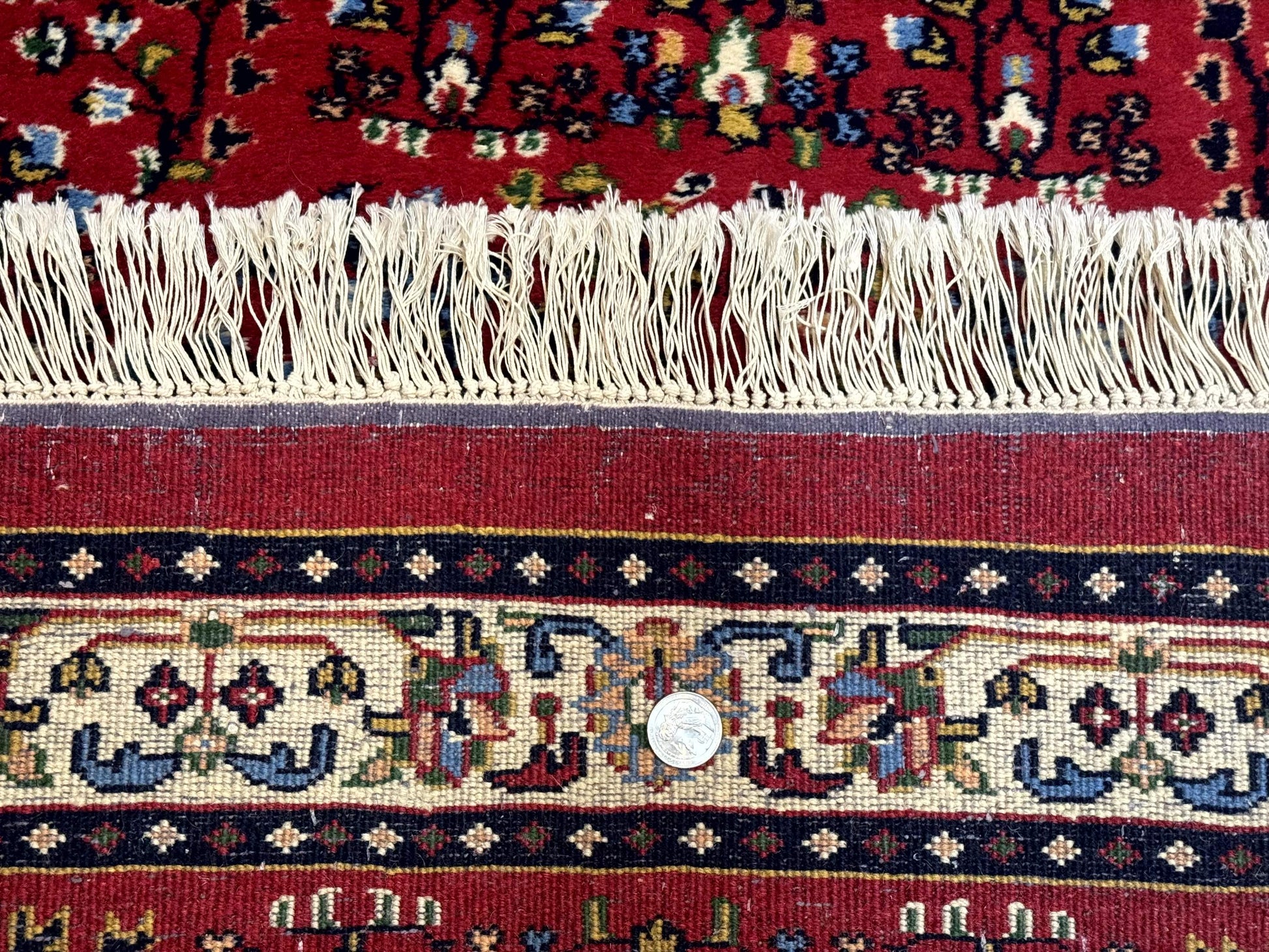 Indo Persian Sarouk Runner Rug 3 x 12, Red and Cream, Allover Pattern, 12ft Runner, Hand Knotted - Nuvé