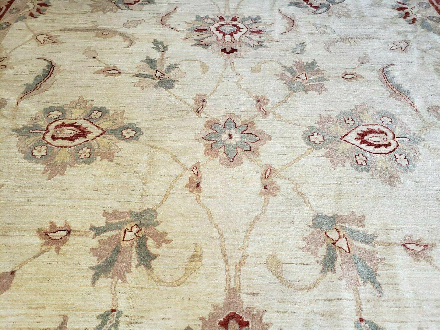 Peshawar Rug 10x14 Rug 10x14 Vintage Rug 10x14 Handmade Rug Chobi Rug Ivory Beige Red Rug - Nuvé