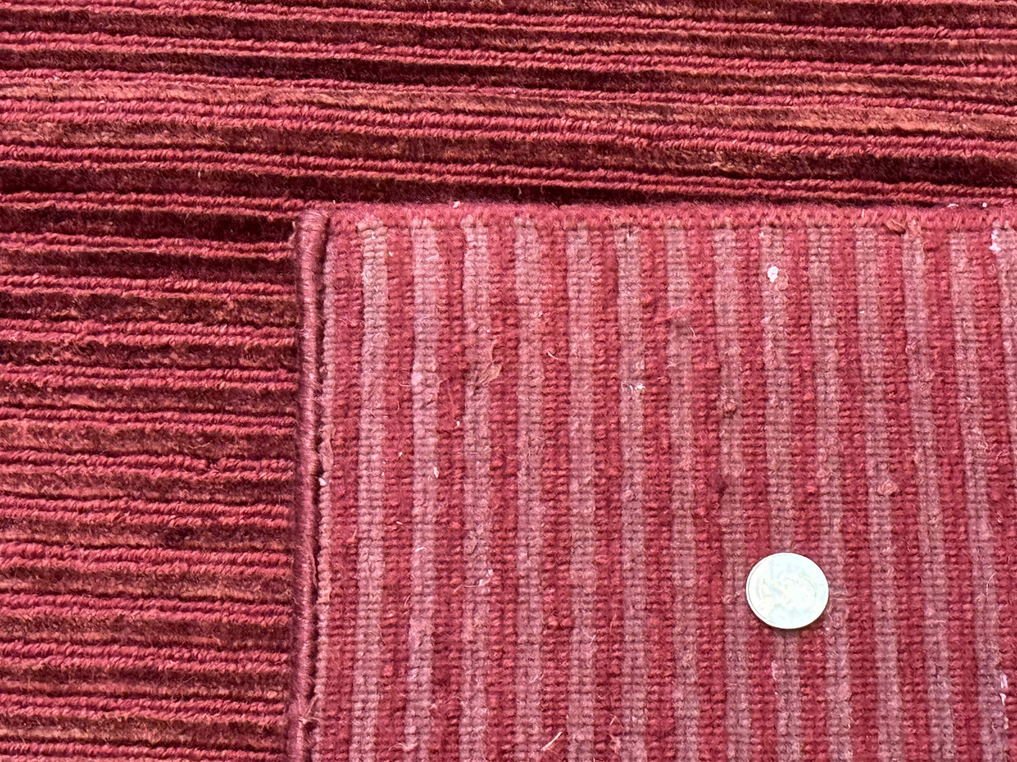 Modern Tibetan Rug 8x10, Red, Stripes, Handmade Wool Thick Pile Carpet - Nuvé