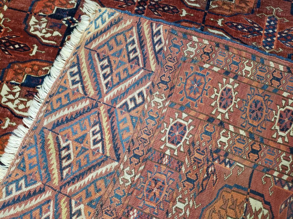 4x7 Antique Yamud Rug Russian Rug Turkoman Rug Fine Weave Rug