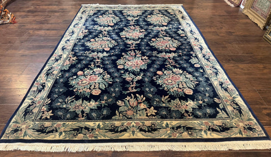 Sino Persian Rug 6x9, Navy Blue, Floral - Nuvé