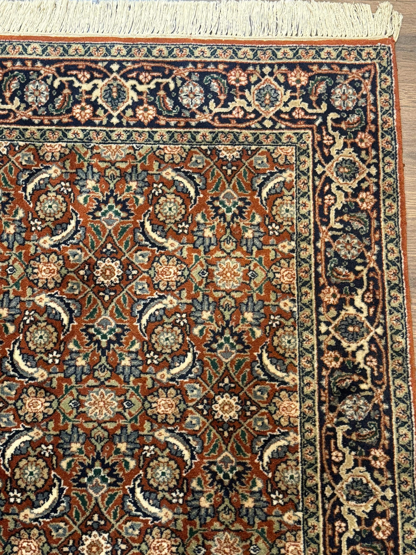 Indo Persian Bijar Rug 3x5, Red and Navy Blue, Allover Pattern, Fine Hand Knotted Wool Carpet - Nuvé