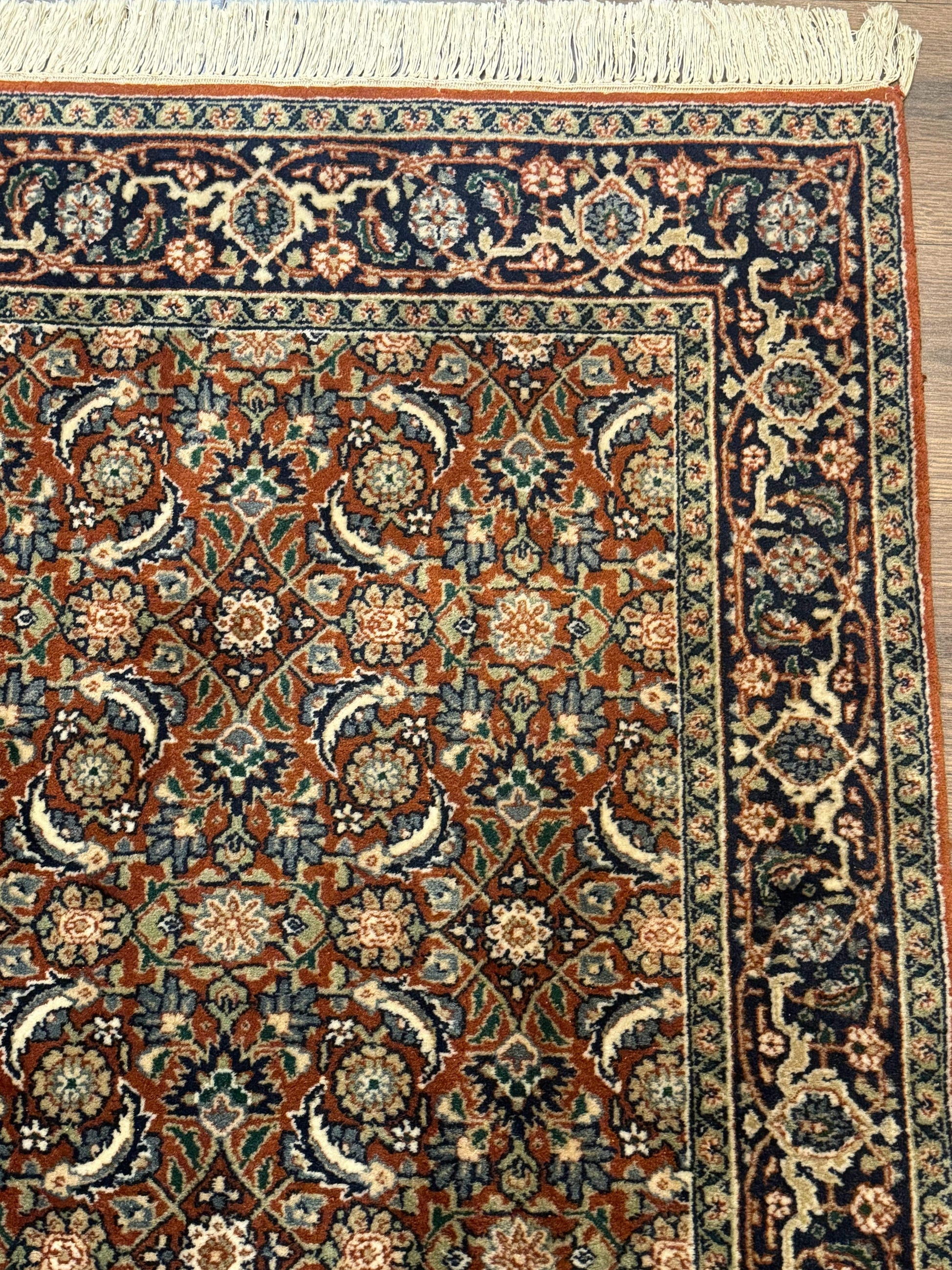 Indo Persian Bijar Rug 3x5, Red and Navy Blue, Allover Pattern, Fine Hand Knotted Wool Carpet - Nuvé