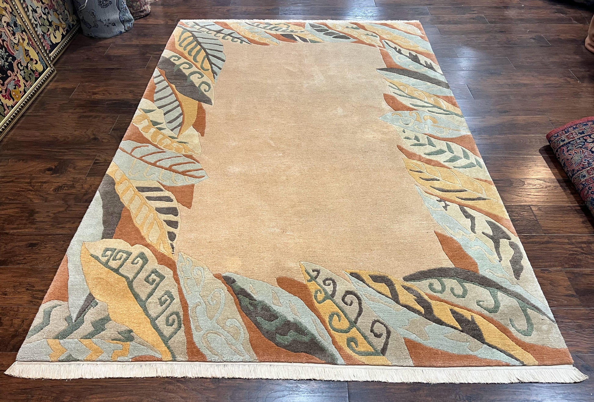 Modern Tibetan Rug 7x10, Soft Wool, Tufenkian Style Carpet, Tibet Nepali Rug, Open Field, Handmade Wool Rug - Nuvé