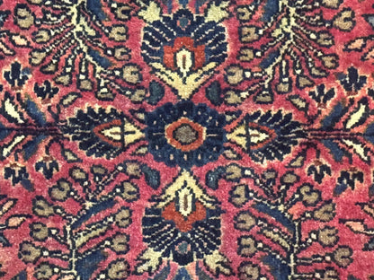 Small Antique Persian Sarouk Rug 2x2 ft, Red 1920s Wool Rug - Nuvé