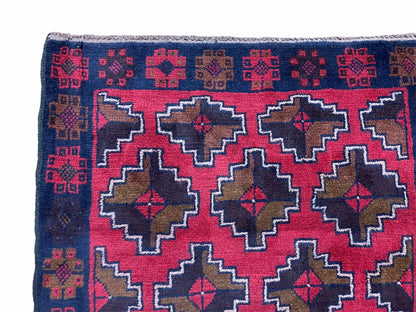 3' X 4' 7" Vintage Handmade Tribal Wool Rug Balouchi Rug Afghan Rug Red Brown