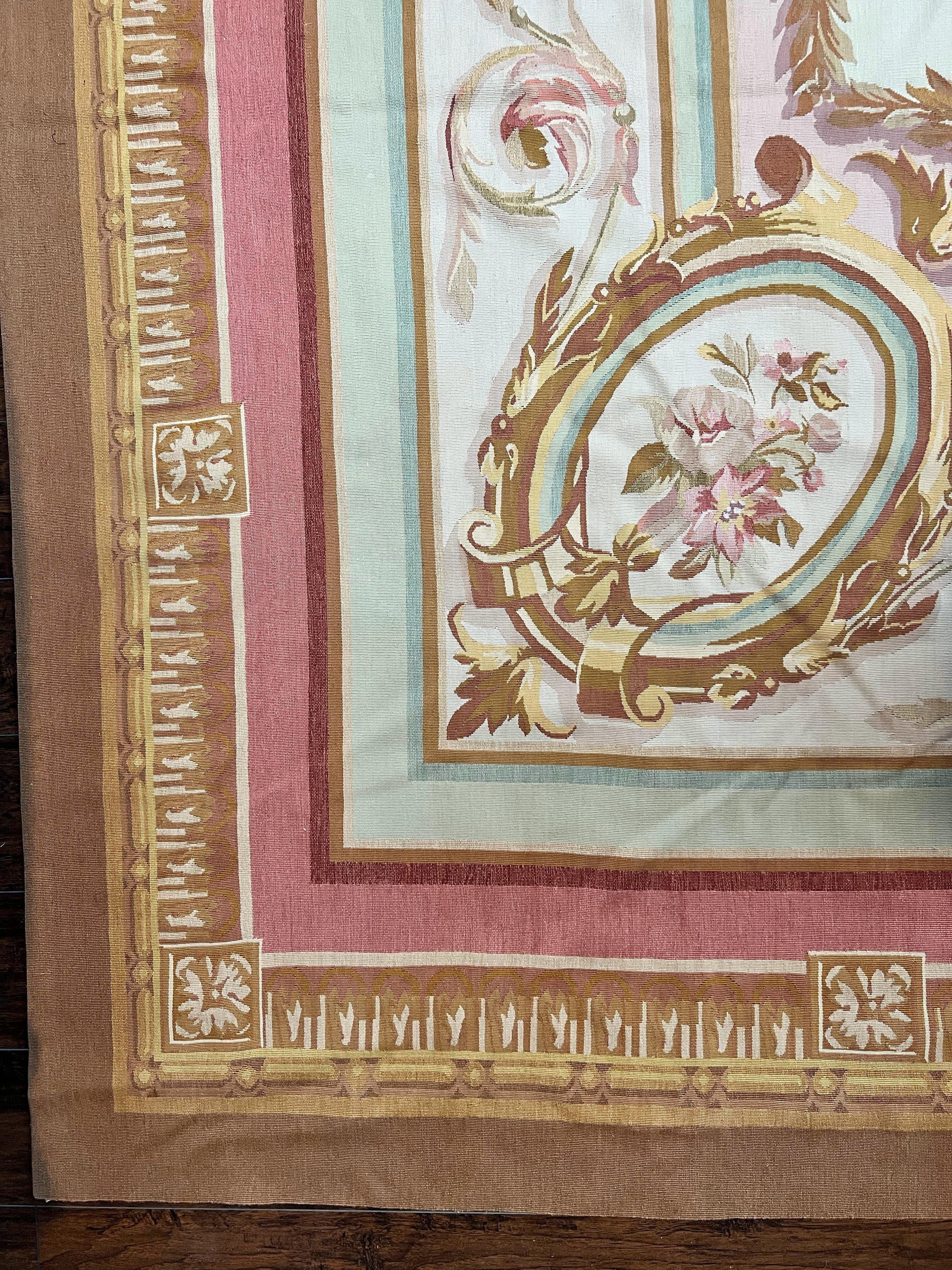 Large Aubusson Rug 11x15, Oversized Gallery Palace Size Flatweave Savonnerie Carpet 11 x 15 ft, Wool Handmade Vintage Elegant European - Nuvé